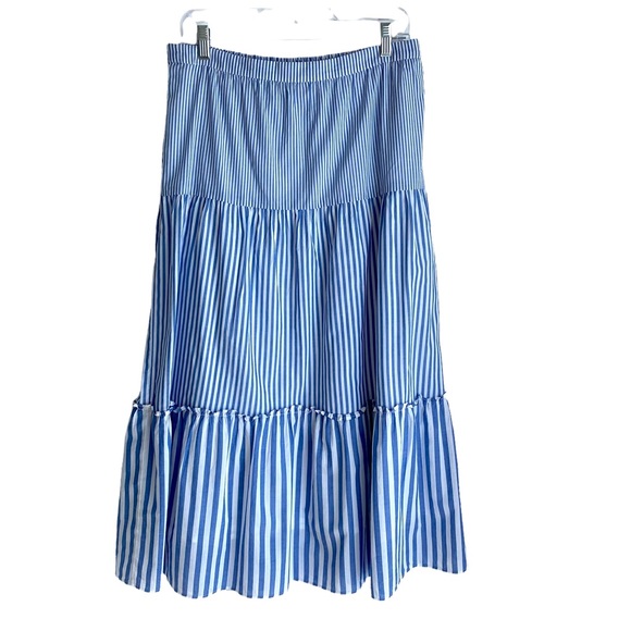 J. Crew Factory Skirts J Crew Factory Blue White Striped Tiered